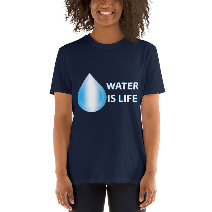 Water Is Life 1 Navy Unisex T-shirt by Chained Dolls