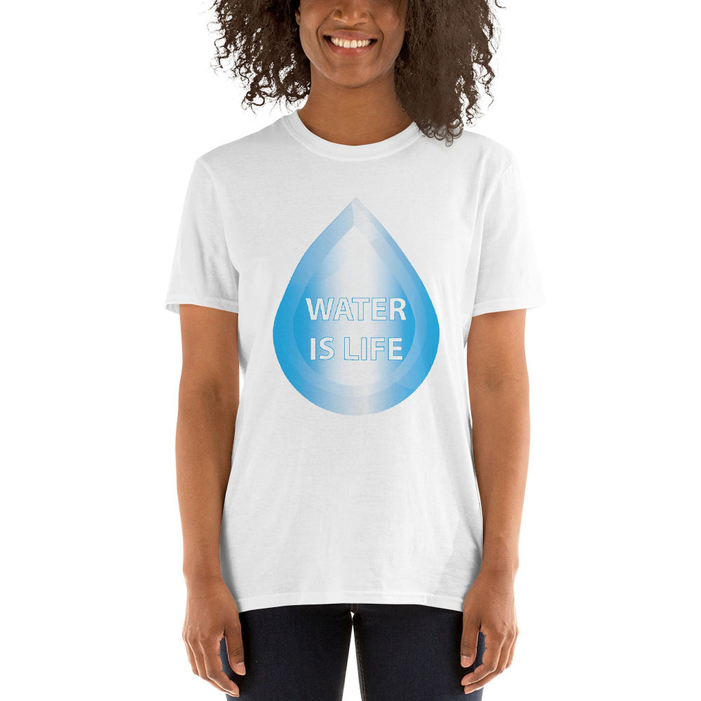 Water Is Life 3 White Unisex T-shirt by Chained Dolls